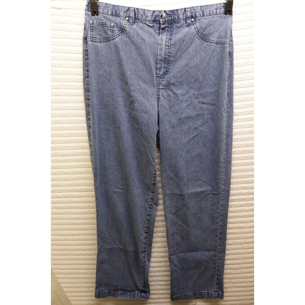 Alfred Dunner Jeans Women's Sz 12 Pull On Stretch Waist Dark Wash Normcore Comfy